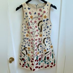 Alice and Olivia Floral Embroidered Embellished Dress